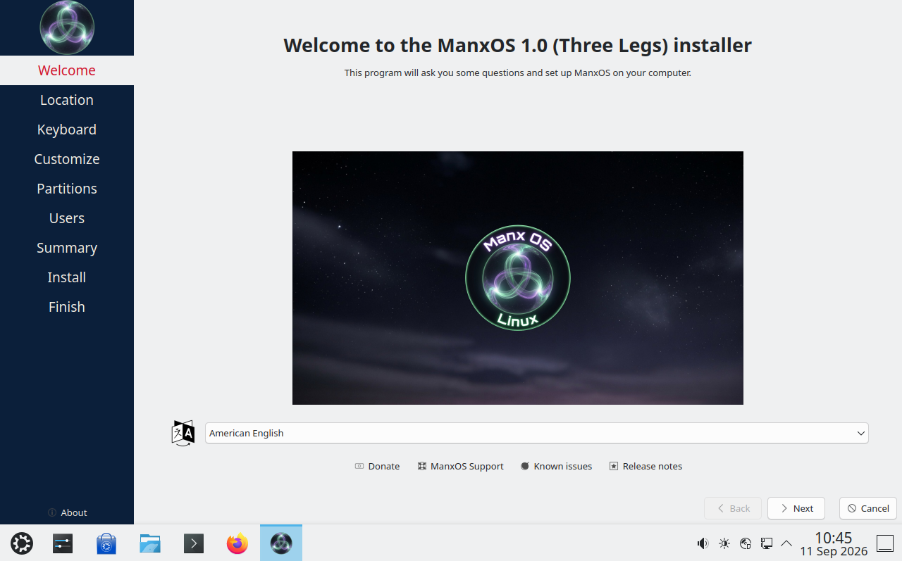 Installer welcome screen