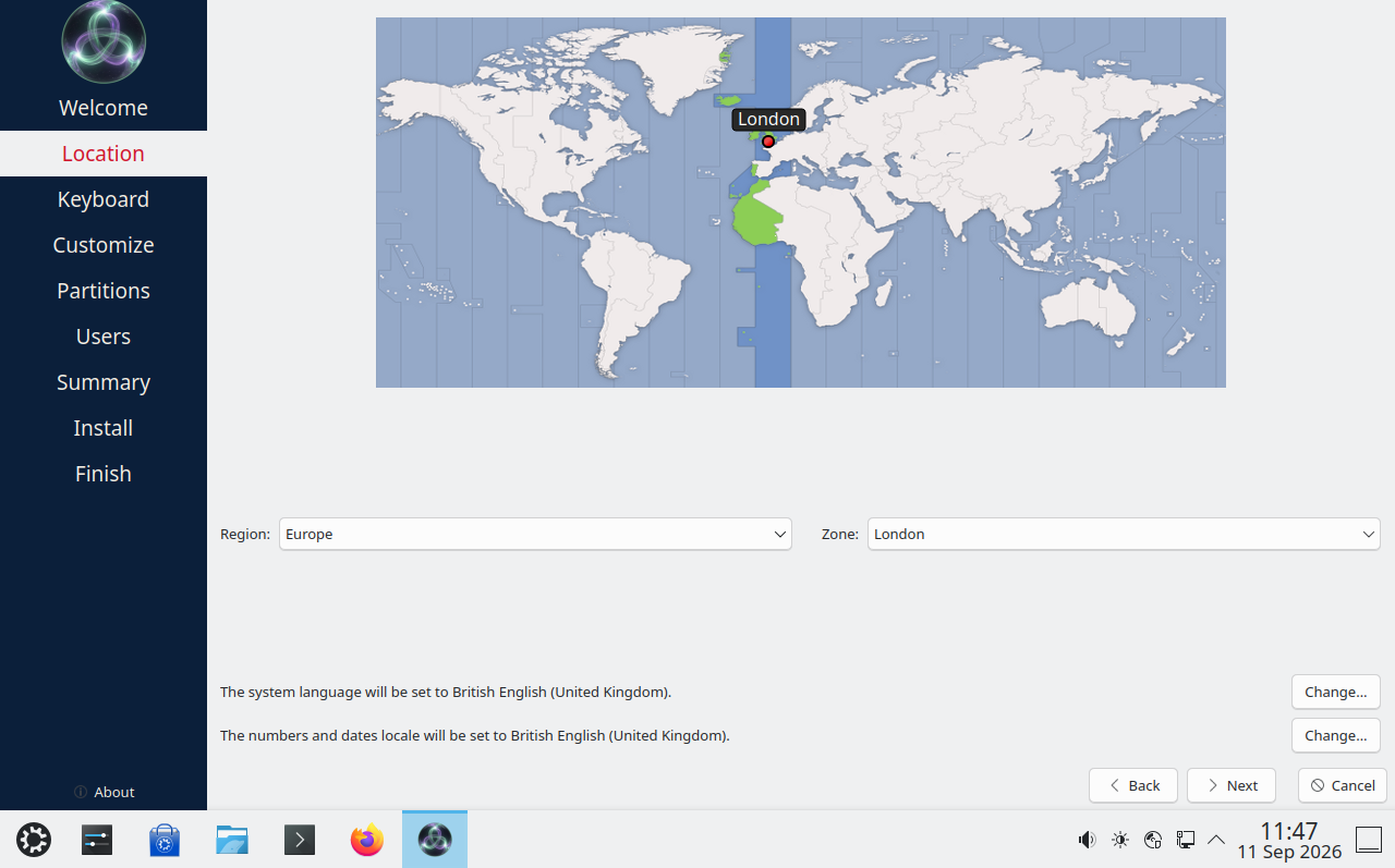 Location and timezone map