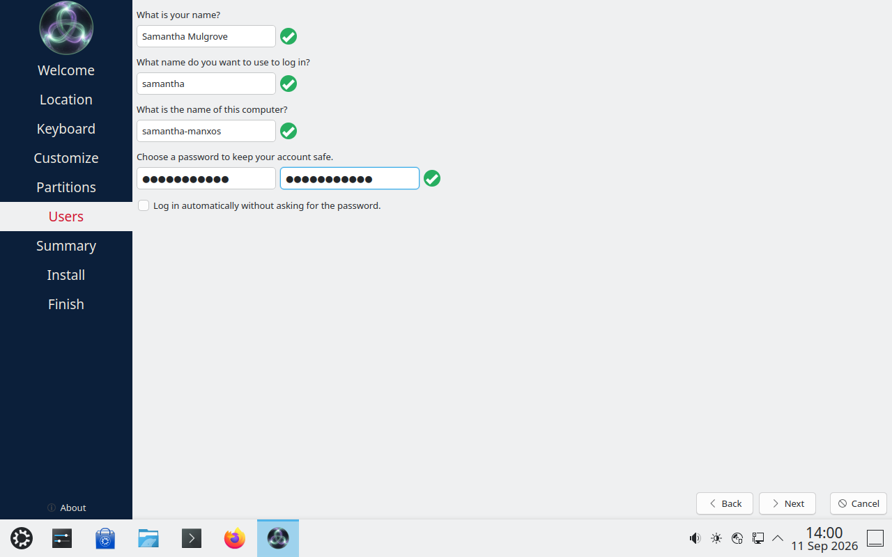 Create user account