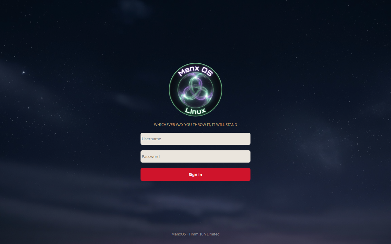 ManxOS sign-in screen