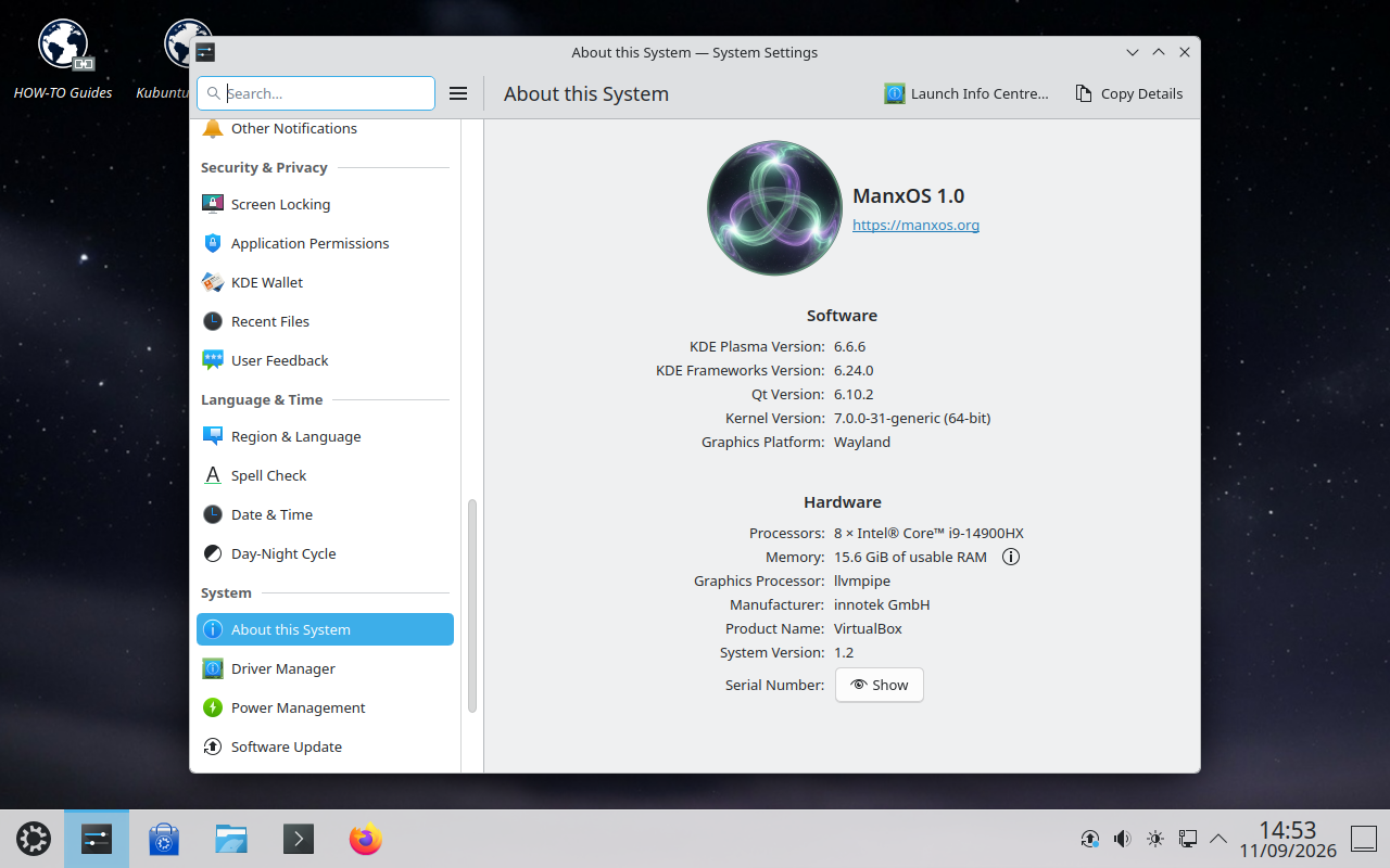 About this System in System Settings